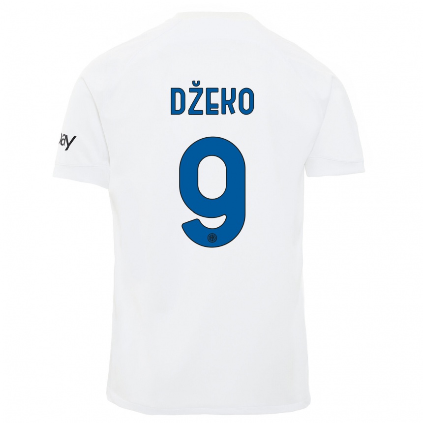 Vaikiškas Edin Dzeko #9 Baltas Išvykos Marškinėliai 2023/24 T-Shirt