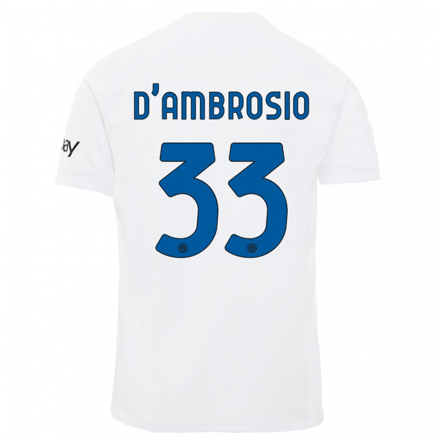 Vaikiškas Danilo D'ambrosio #33 Baltas Išvykos Marškinėliai 2023/24 T-Shirt