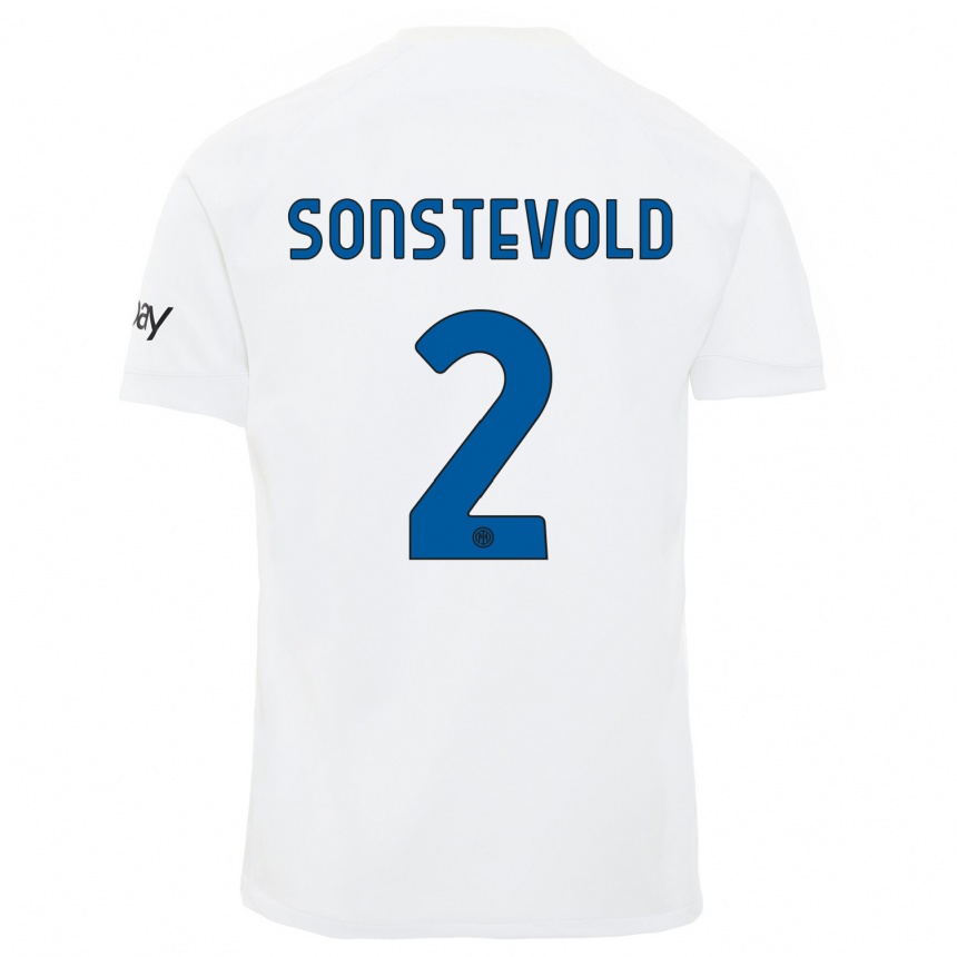 Vaikiškas Anja Sonstevold #2 Baltas Išvykos Marškinėliai 2023/24 T-Shirt