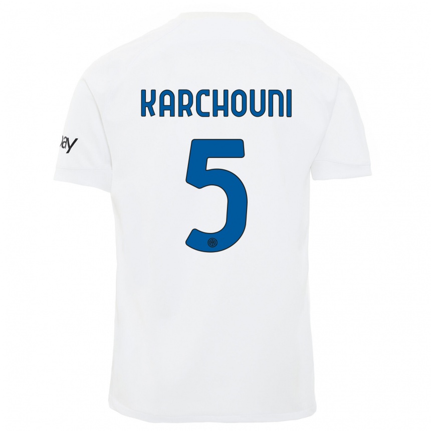 Vaikiškas Ghoutia Karchouni #5 Baltas Išvykos Marškinėliai 2023/24 T-Shirt