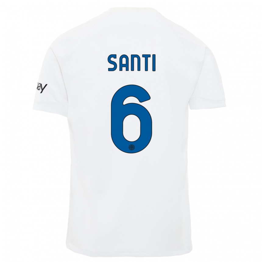 Vaikiškas Irene Santi #6 Baltas Išvykos Marškinėliai 2023/24 T-Shirt