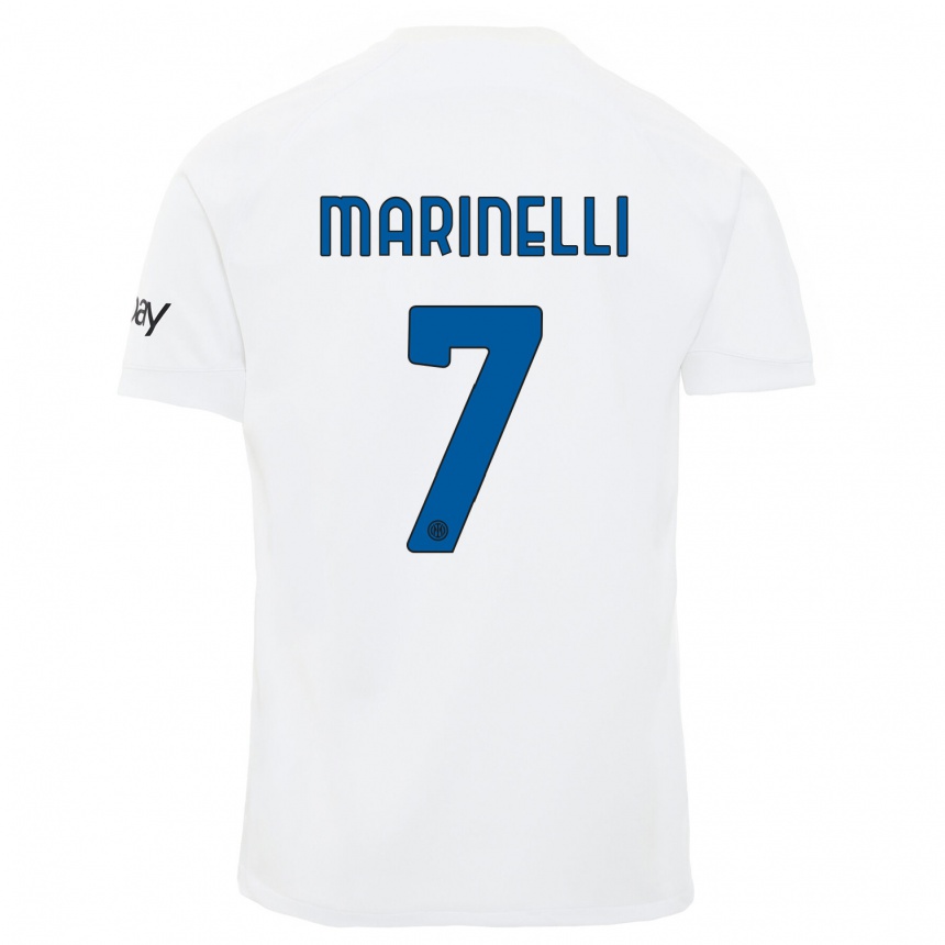 Vaikiškas Gloria Marinelli #7 Baltas Išvykos Marškinėliai 2023/24 T-Shirt