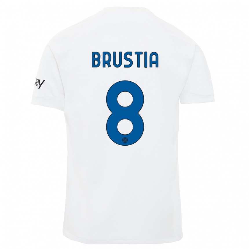 Vaikiškas Martina Brustia #8 Baltas Išvykos Marškinėliai 2023/24 T-Shirt