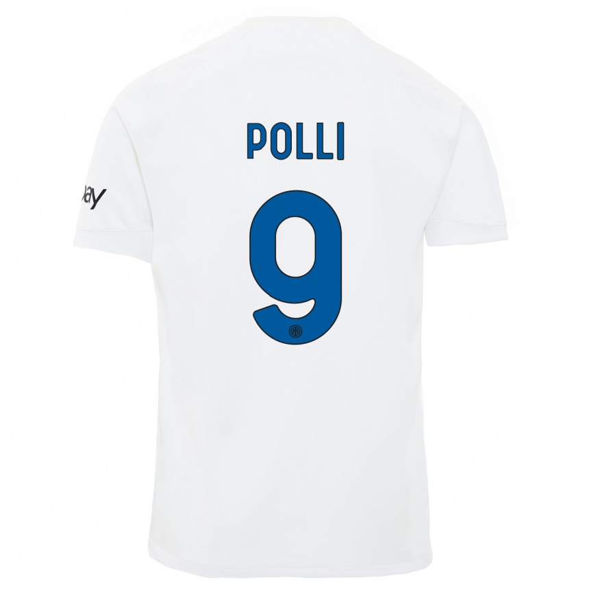 Vaikiškas Elisa Polli #9 Baltas Išvykos Marškinėliai 2023/24 T-Shirt