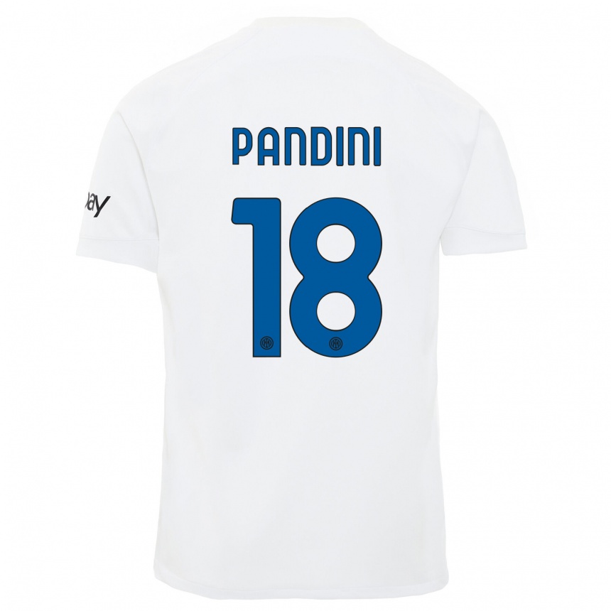 Vaikiškas Marta Pandini #18 Baltas Išvykos Marškinėliai 2023/24 T-Shirt