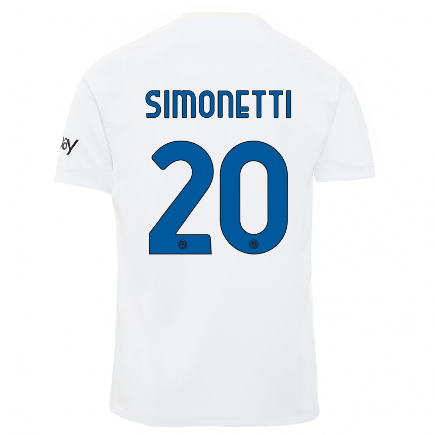 Vaikiškas Flaminia Simonetti #20 Baltas Išvykos Marškinėliai 2023/24 T-Shirt