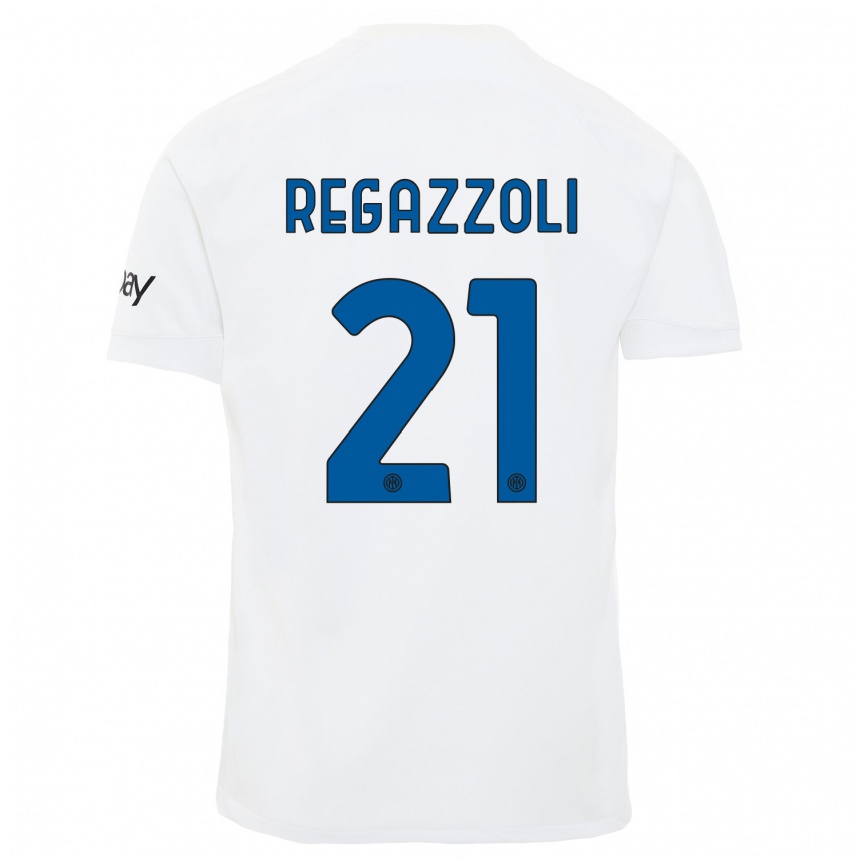 Vaikiškas Alice Regazzoli #21 Baltas Išvykos Marškinėliai 2023/24 T-Shirt