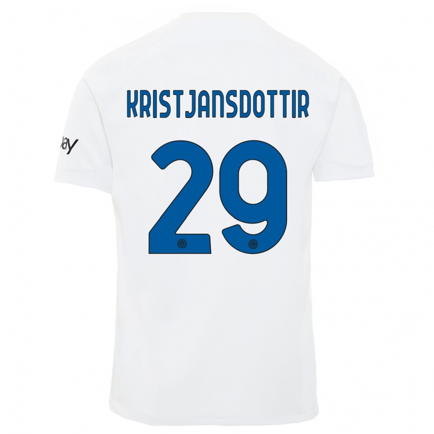 Vaikiškas Anna Bjork Kristjansdottir #29 Baltas Išvykos Marškinėliai 2023/24 T-Shirt