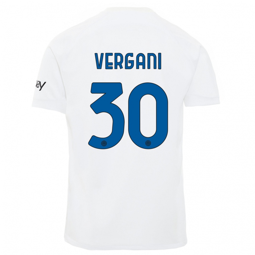 Vaikiškas Bianca Vergani #30 Baltas Išvykos Marškinėliai 2023/24 T-Shirt