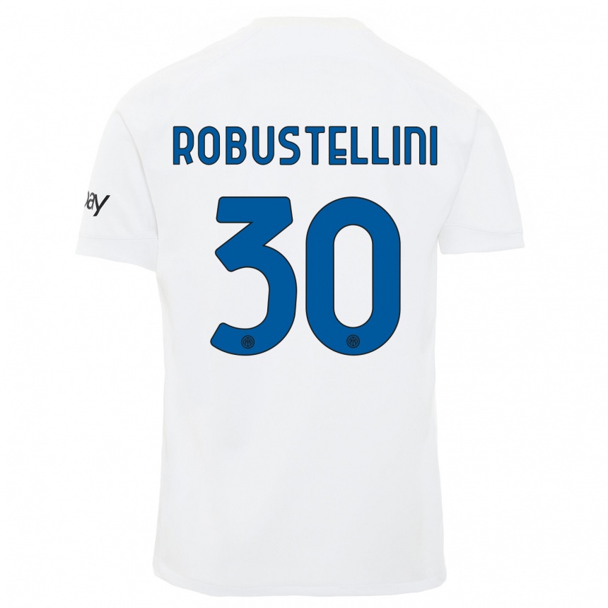 Vaikiškas Chiara Robustellini #30 Baltas Išvykos Marškinėliai 2023/24 T-Shirt