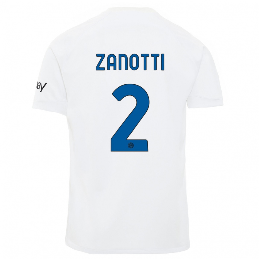 Vaikiškas Mattia Zanotti #2 Baltas Išvykos Marškinėliai 2023/24 T-Shirt