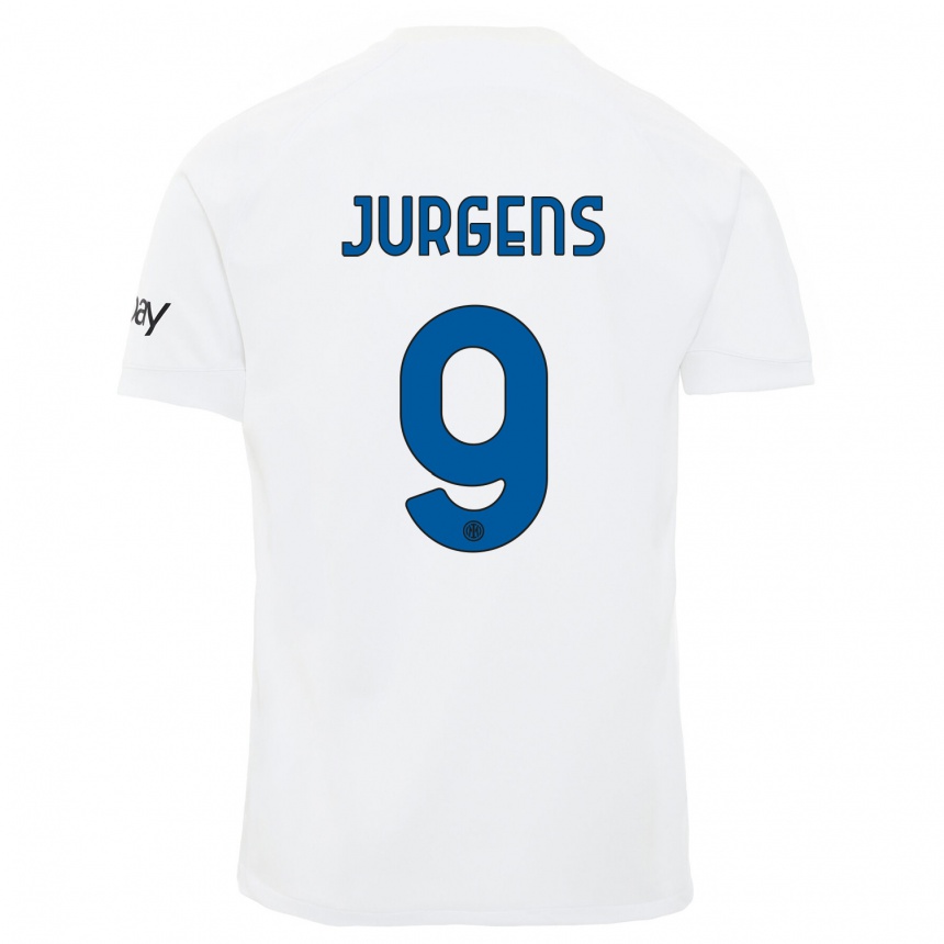 Vaikiškas Oliver Jurgens #9 Baltas Išvykos Marškinėliai 2023/24 T-Shirt