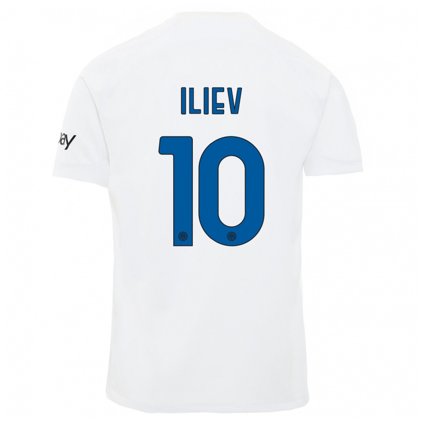 Vaikiškas Nikola Iliev #10 Baltas Išvykos Marškinėliai 2023/24 T-Shirt