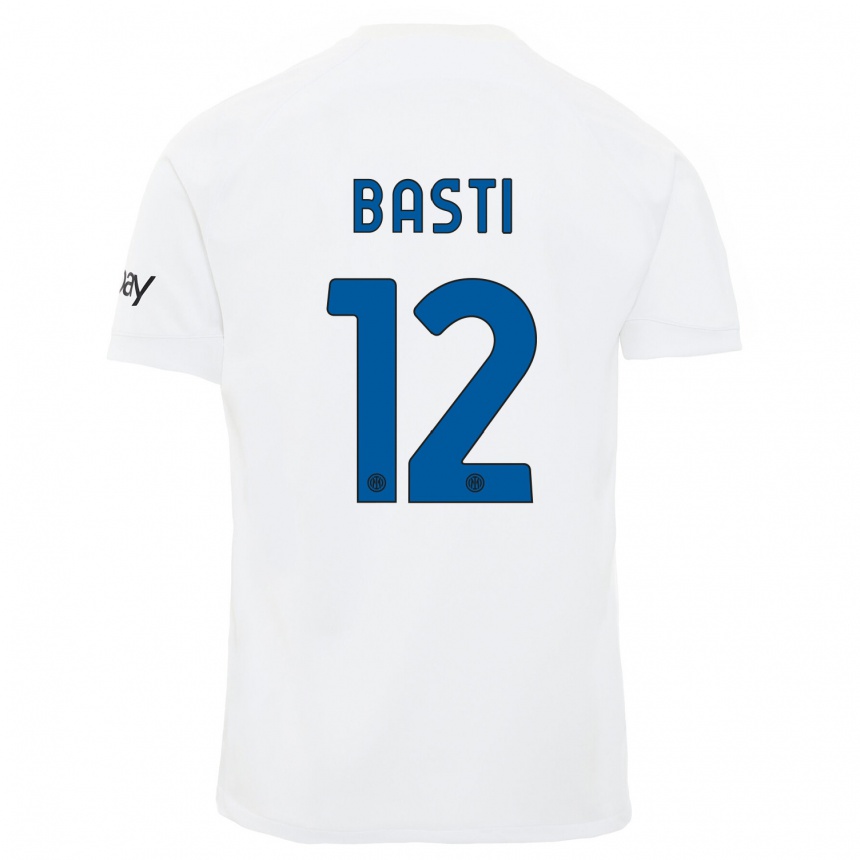 Vaikiškas Matteo Basti #12 Baltas Išvykos Marškinėliai 2023/24 T-Shirt