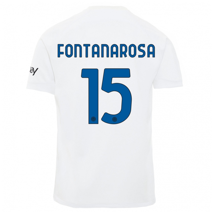 Vaikiškas Alessandro Fontanarosa #15 Baltas Išvykos Marškinėliai 2023/24 T-Shirt