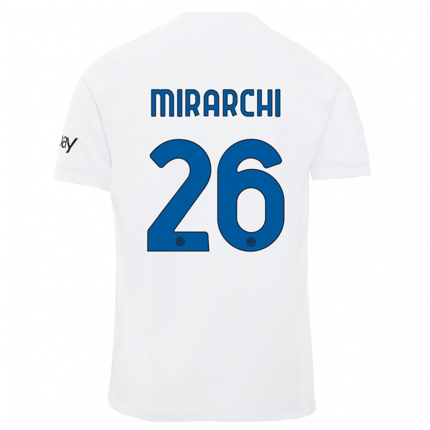 Vaikiškas Mattia Mirarchi #26 Baltas Išvykos Marškinėliai 2023/24 T-Shirt