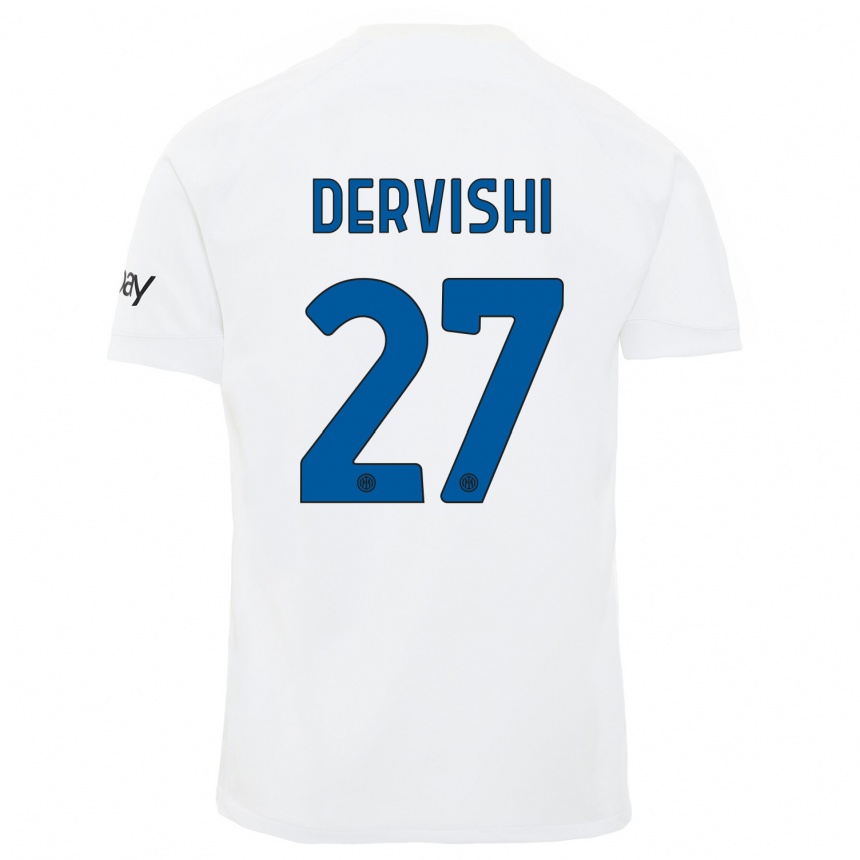 Vaikiškas Kristian Dervishi #27 Baltas Išvykos Marškinėliai 2023/24 T-Shirt