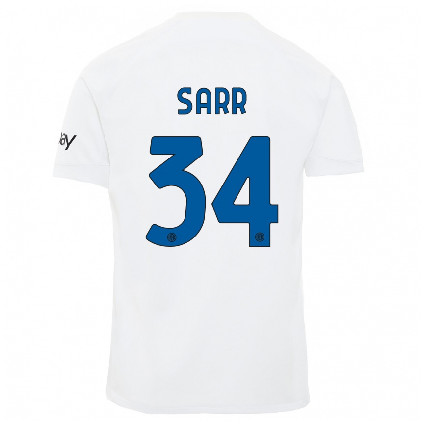 Vaikiškas Amadou Sarr #34 Baltas Išvykos Marškinėliai 2023/24 T-Shirt