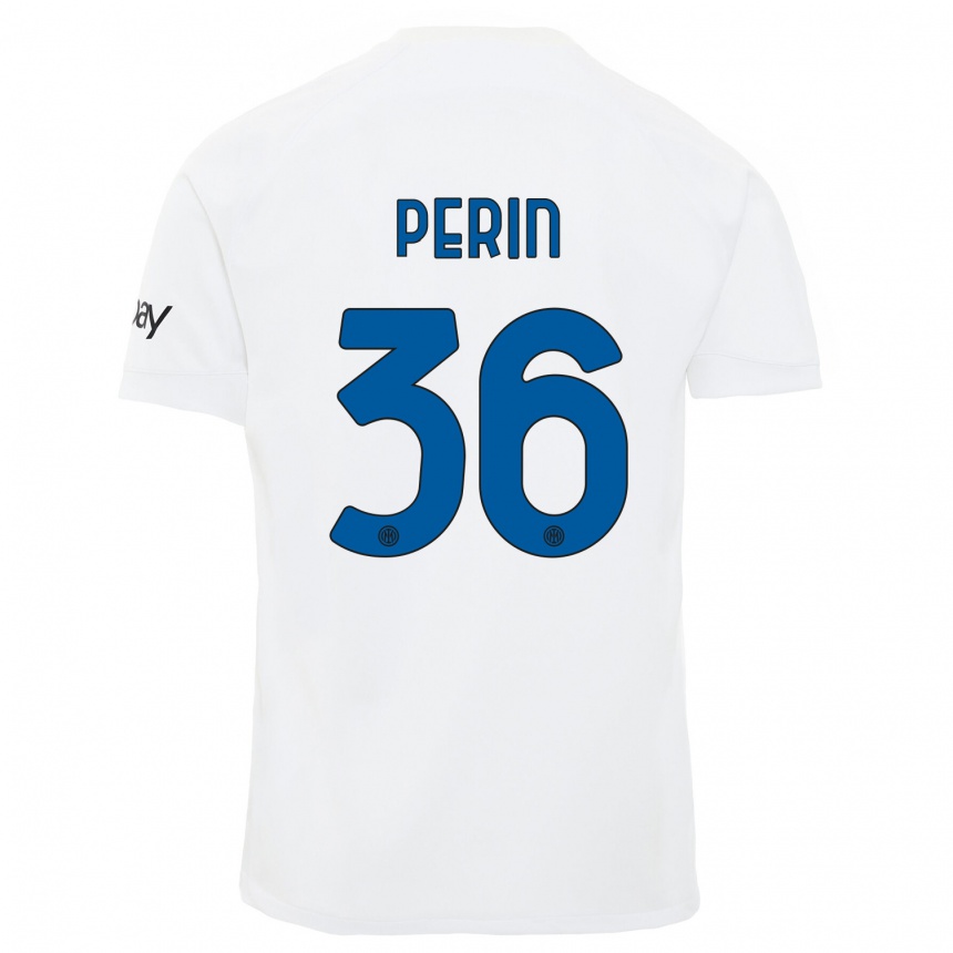 Vaikiškas Nicolo Perin #36 Baltas Išvykos Marškinėliai 2023/24 T-Shirt