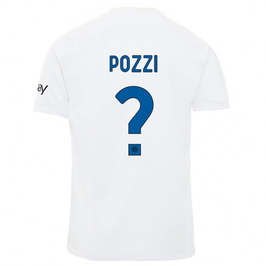 Vaikiškas Andrea Pozzi #0 Baltas Išvykos Marškinėliai 2023/24 T-Shirt