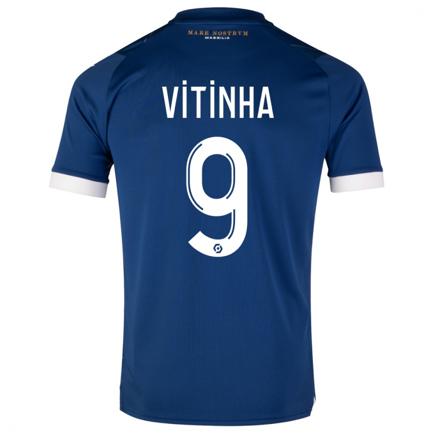 Vaikiškas Vitinha #9 Tamsiai Mėlyna Išvykos Marškinėliai 2023/24 T-Shirt