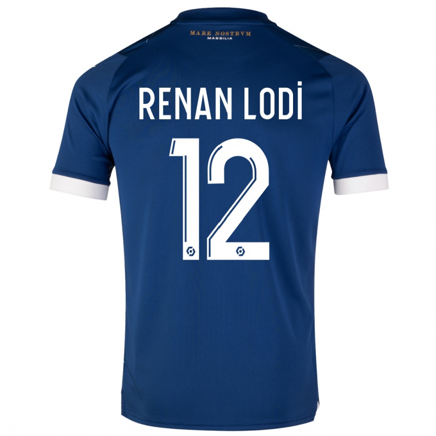 Vaikiškas Renan Lodi #12 Tamsiai Mėlyna Išvykos Marškinėliai 2023/24 T-Shirt