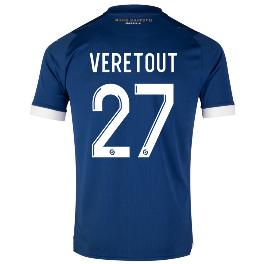 Vaikiškas Jordan Veretout #27 Tamsiai Mėlyna Išvykos Marškinėliai 2023/24 T-Shirt