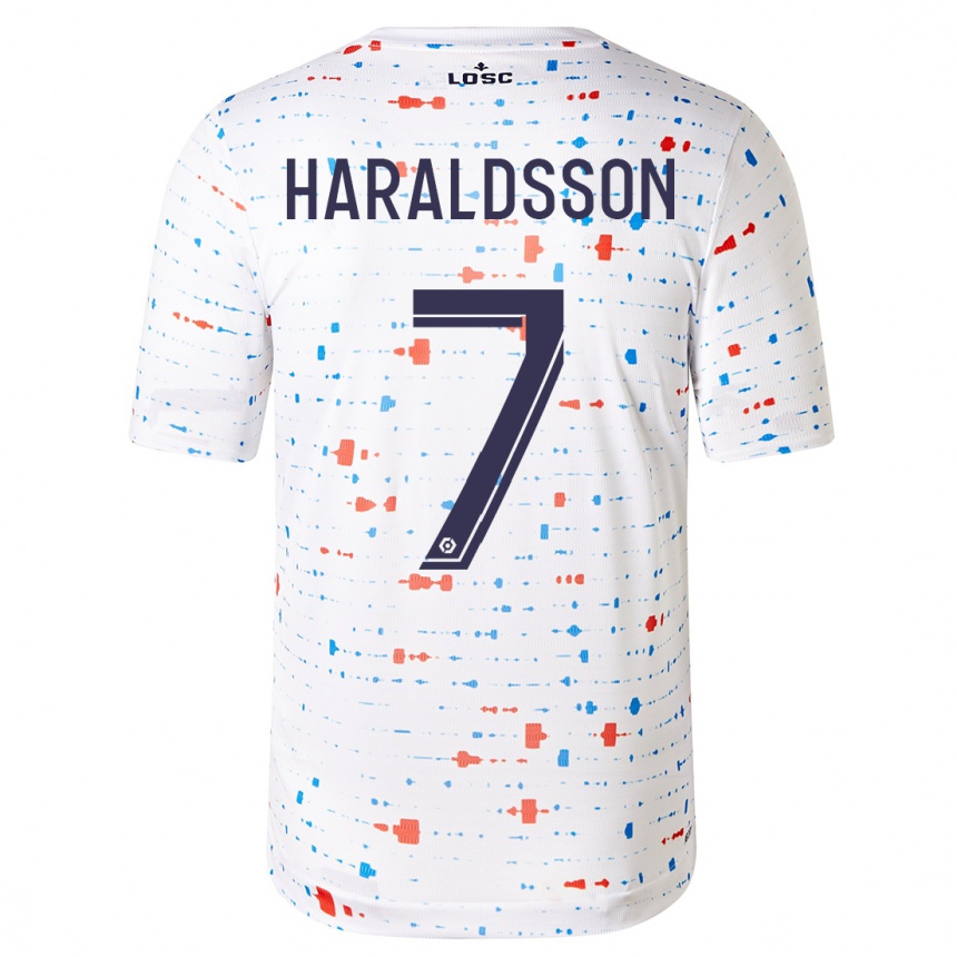 Vaikiškas Hákon Arnar Haraldsson #7 Baltas Išvykos Marškinėliai 2023/24 T-Shirt