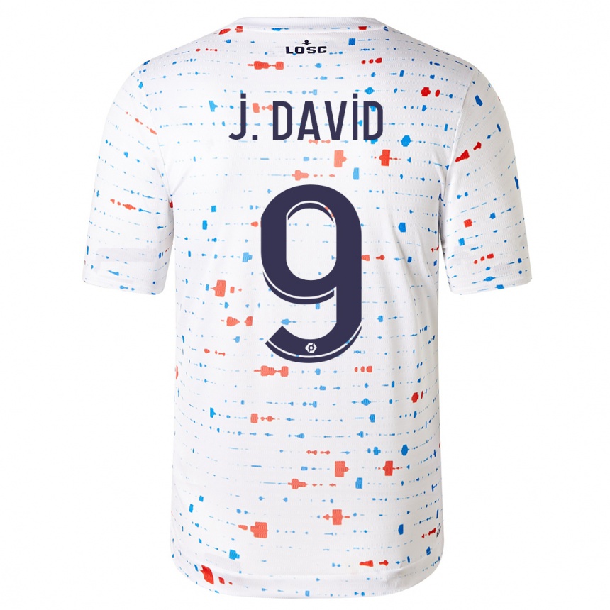 Vaikiškas Jonathan David #9 Baltas Išvykos Marškinėliai 2023/24 T-Shirt