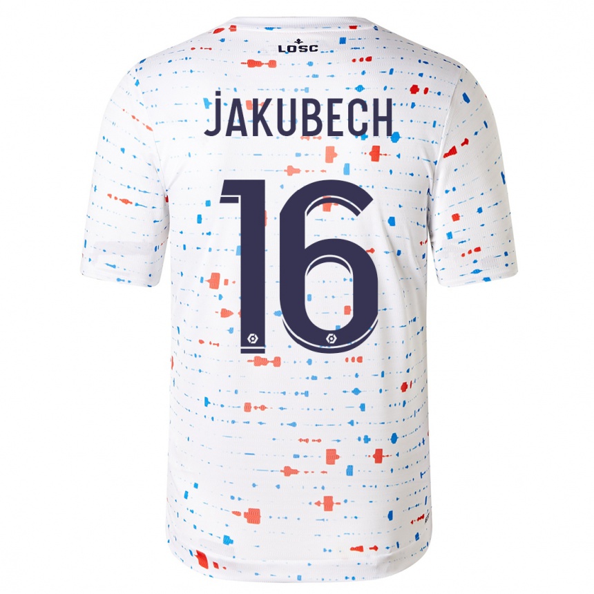 Vaikiškas Adam Jakubech #16 Baltas Išvykos Marškinėliai 2023/24 T-Shirt