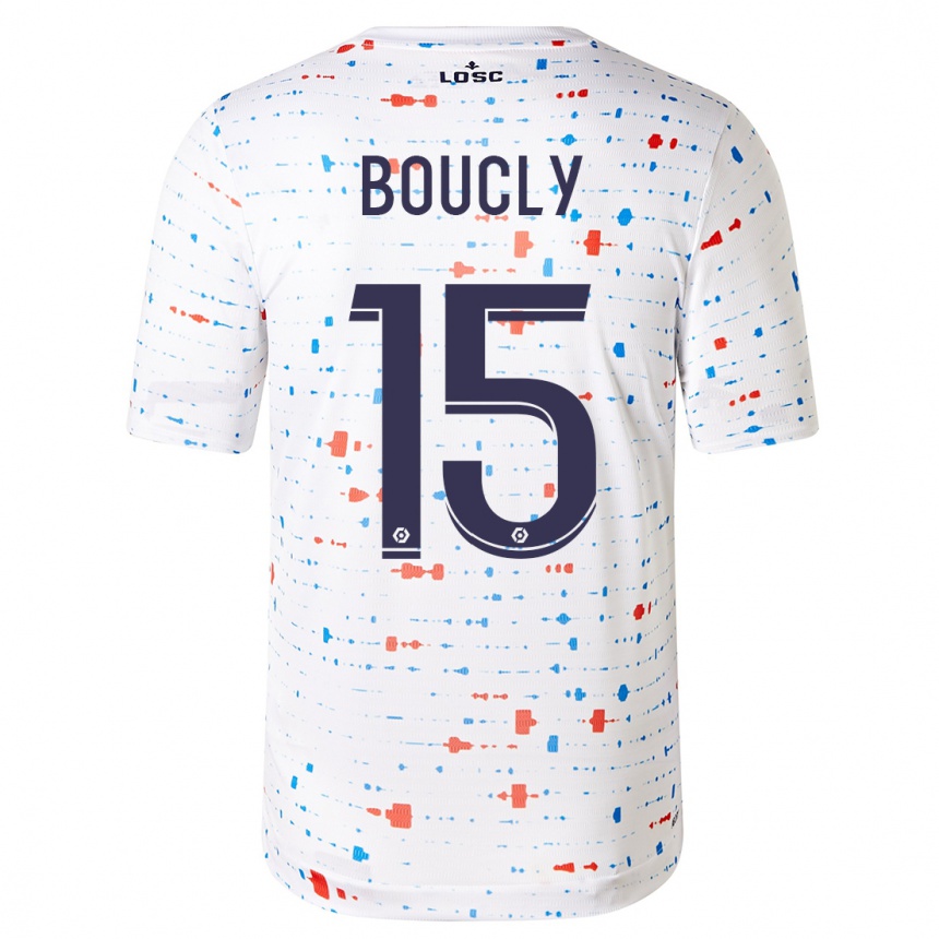 Vaikiškas Maite Boucly #15 Baltas Išvykos Marškinėliai 2023/24 T-Shirt