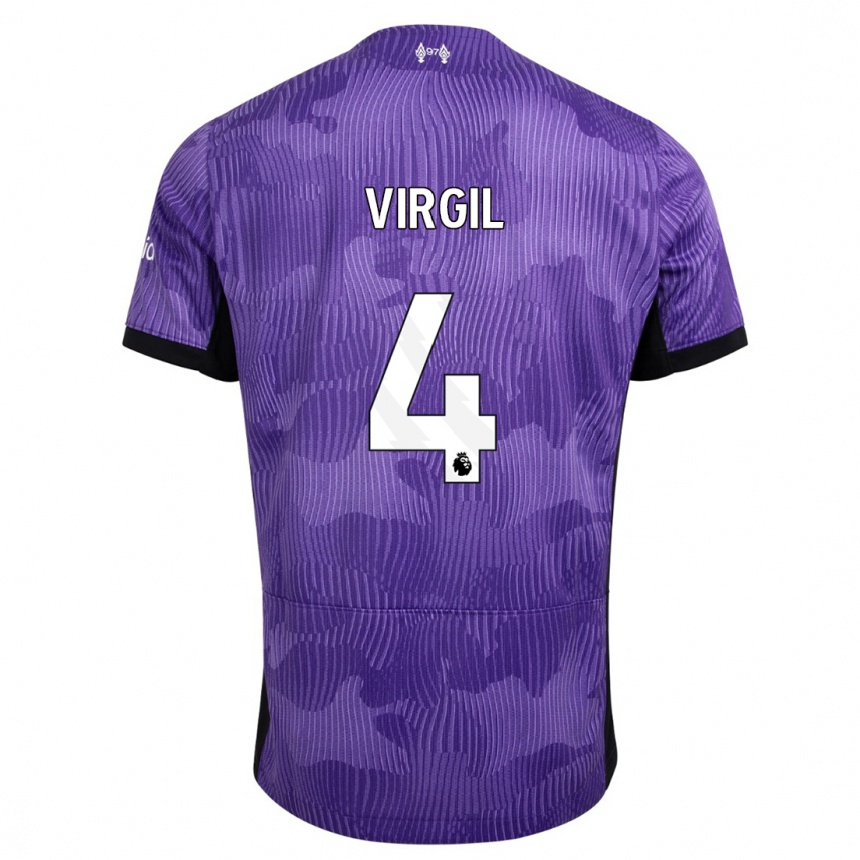 Vaikiškas Virgil Van Dijk #4 Violetinė Trečias Marškinėliai 2023/24 T-Shirt