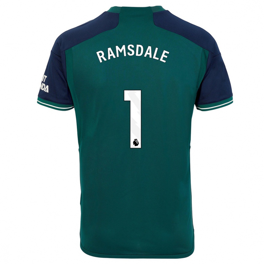 Vaikiškas Aaron Ramsdale #1 Žalias Trečias Marškinėliai 2023/24 T-Shirt