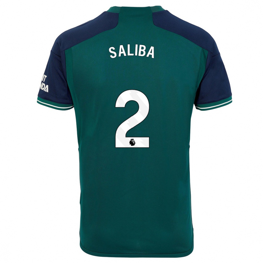 Vaikiškas William Saliba #2 Žalias Trečias Marškinėliai 2023/24 T-Shirt