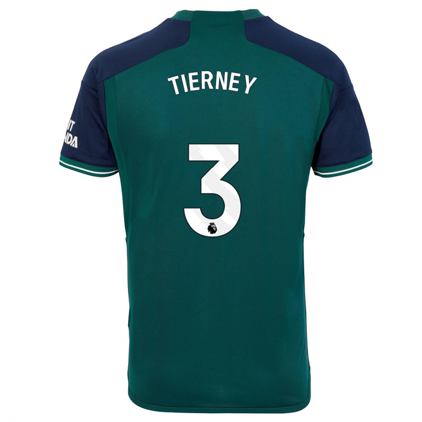 Vaikiškas Kieran Tierney #3 Žalias Trečias Marškinėliai 2023/24 T-Shirt