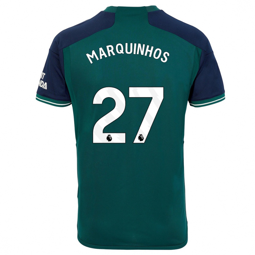 Vaikiškas Marquinhos #27 Žalias Trečias Marškinėliai 2023/24 T-Shirt