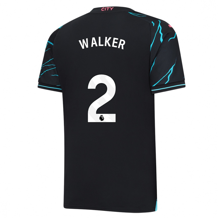 Vaikiškas Kyle Walker #2 Tamsiai Mėlyna Trečias Marškinėliai 2023/24 T-Shirt