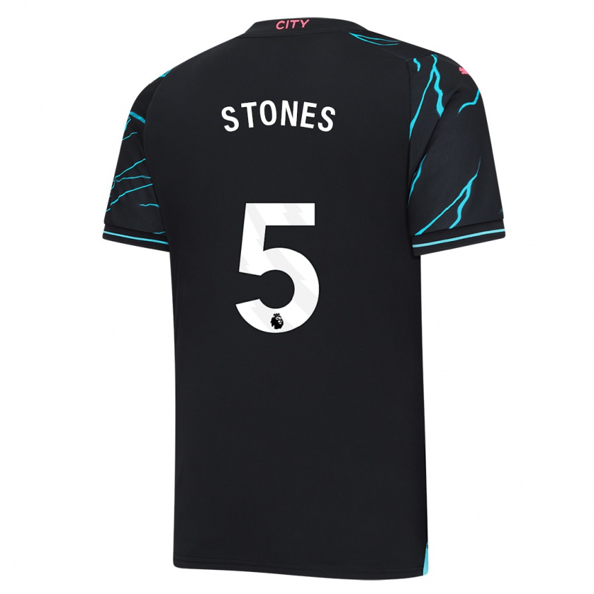 Vaikiškas John Stones #5 Tamsiai Mėlyna Trečias Marškinėliai 2023/24 T-Shirt