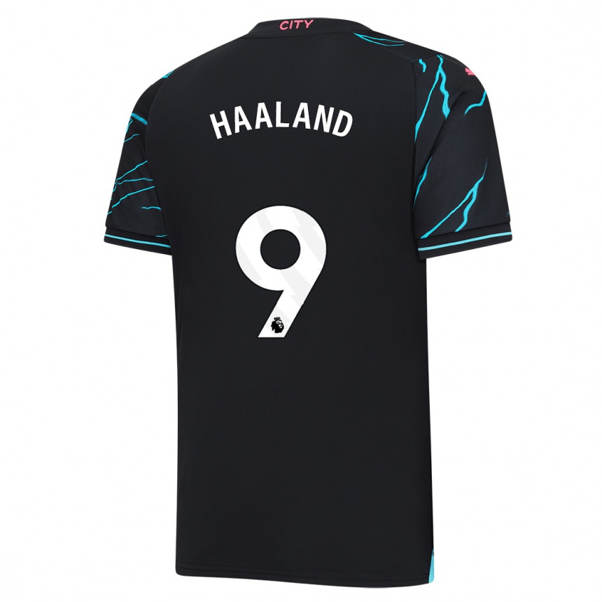 Vaikiškas Erling Haaland #9 Tamsiai Mėlyna Trečias Marškinėliai 2023/24 T-Shirt