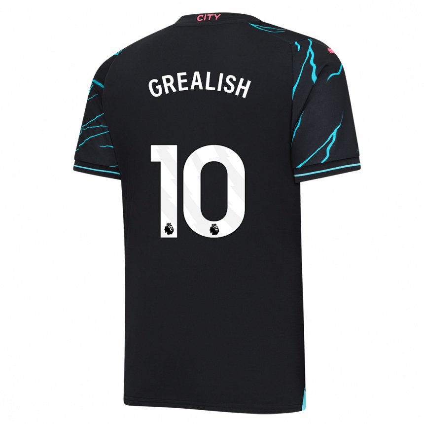 Vaikiškas Jack Grealish #10 Tamsiai Mėlyna Trečias Marškinėliai 2023/24 T-Shirt