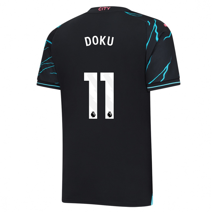 Vaikiškas Jérémy Doku #11 Tamsiai Mėlyna Trečias Marškinėliai 2023/24 T-Shirt