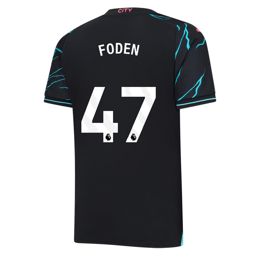 Vaikiškas Phil Foden #47 Tamsiai Mėlyna Trečias Marškinėliai 2023/24 T-Shirt