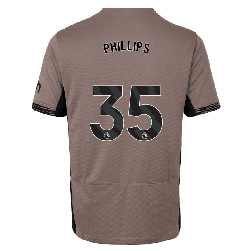 Vaikiškas Ashley Phillips #35 Tamsiai Smėlio Spalvos Trečias Marškinėliai 2023/24 T-Shirt