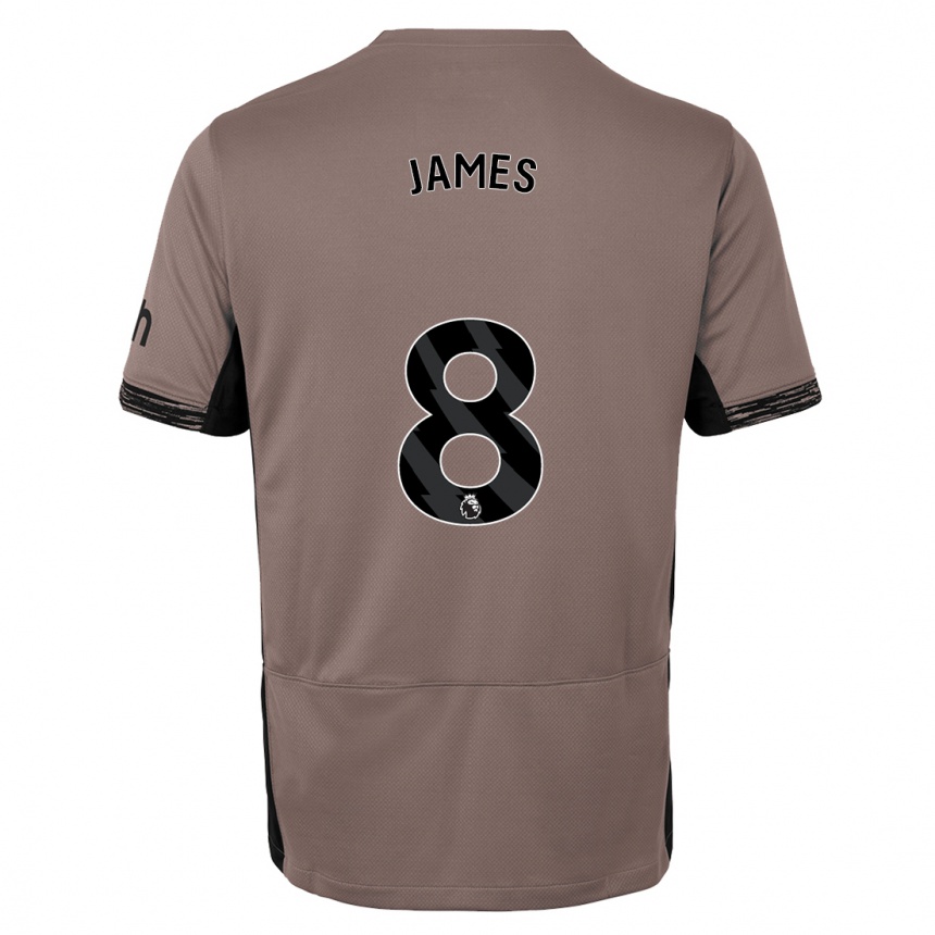 Vaikiškas Angharad James #8 Tamsiai Smėlio Spalvos Trečias Marškinėliai 2023/24 T-Shirt