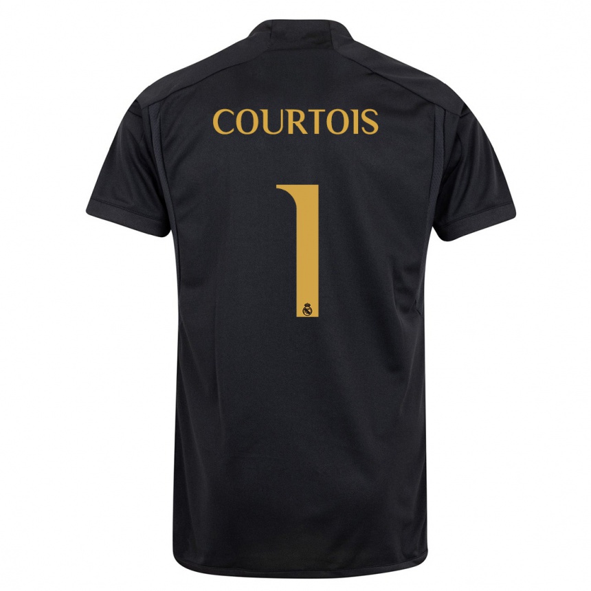 Vaikiškas Thibaut Courtois #1 Juoda Trečias Marškinėliai 2023/24 T-Shirt