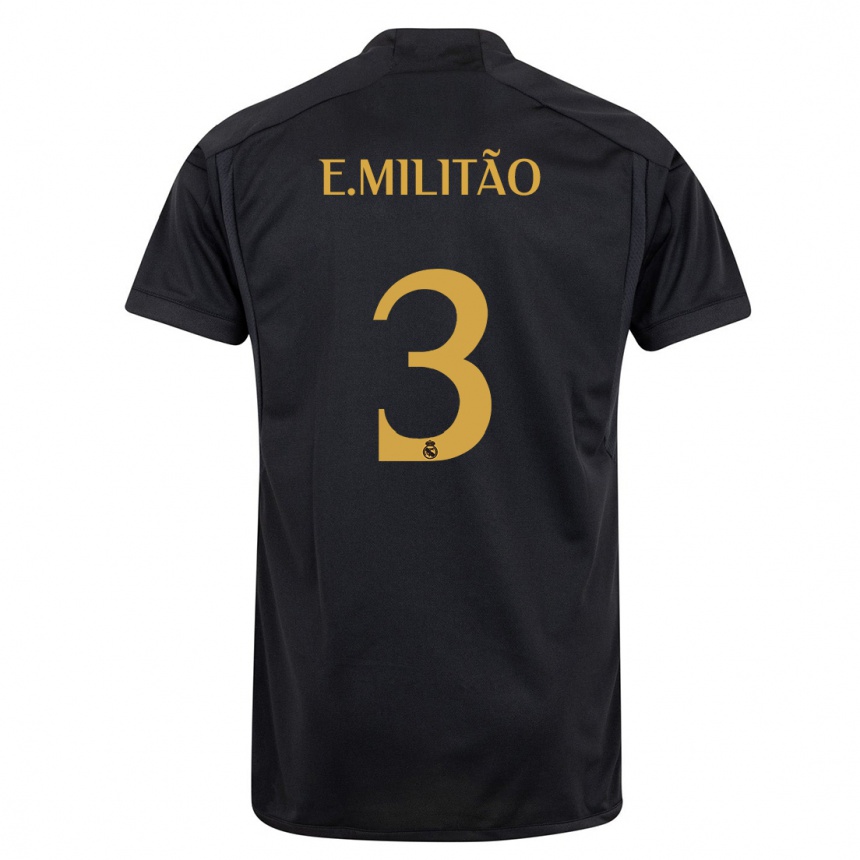 Vaikiškas Eder Militao #3 Juoda Trečias Marškinėliai 2023/24 T-Shirt