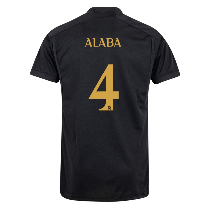 Vaikiškas David Alaba #4 Juoda Trečias Marškinėliai 2023/24 T-Shirt