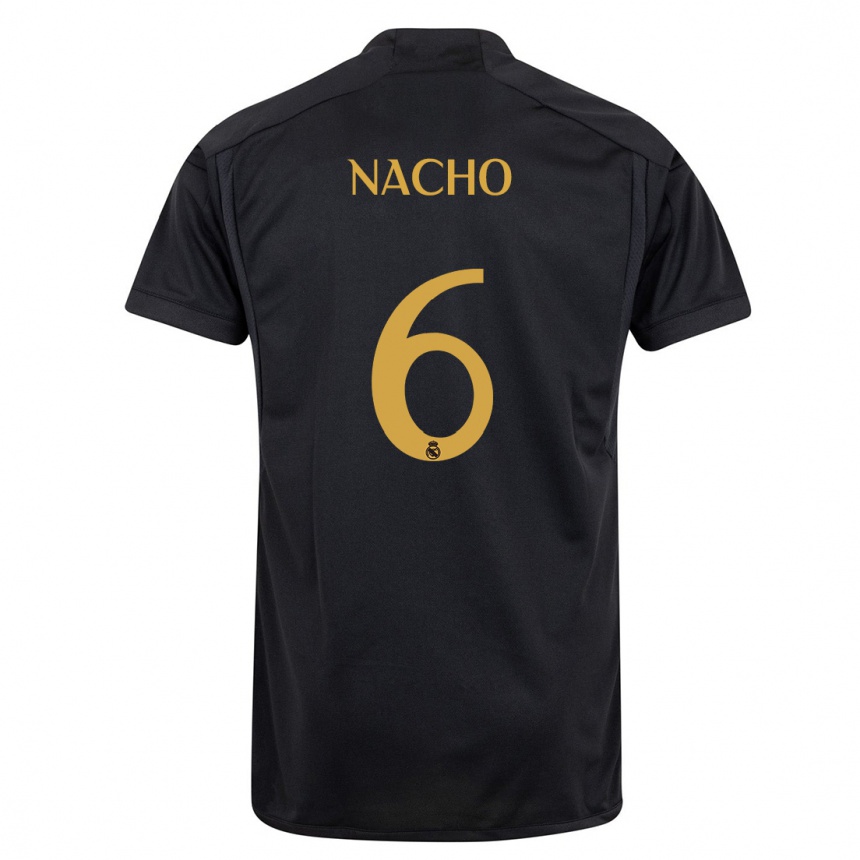 Vaikiškas Nacho Fernandez #6 Juoda Trečias Marškinėliai 2023/24 T-Shirt