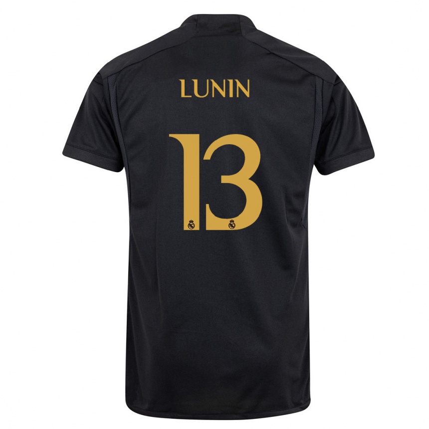 Vaikiškas Andriy Lunin #13 Juoda Trečias Marškinėliai 2023/24 T-Shirt