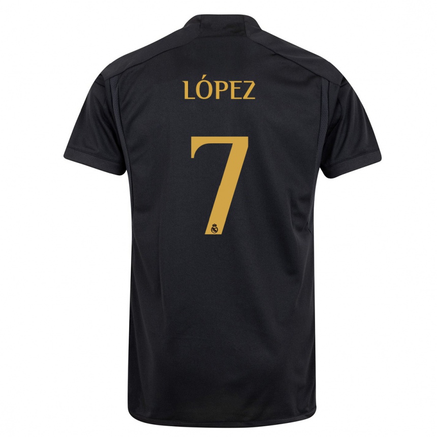 Vaikiškas Noel López #7 Juoda Trečias Marškinėliai 2023/24 T-Shirt